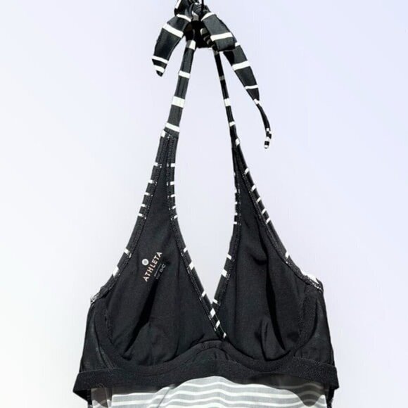 Athleta Encinitas Tara Halter Black & White Striped Swim Dress Size 32 B/C - Picture 7 of 9